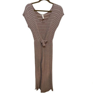 Caution To The Wind Anthropologie tan and white knit jumpsuit